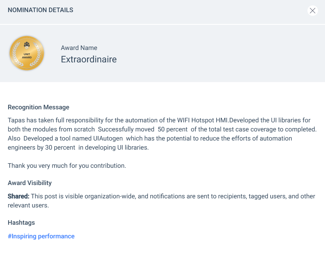 Extraordinaire Award